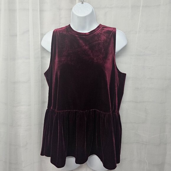 Mud Pie Burgundy Plum Velour Tank Peplum Y2K Goth Boho M - Picture 10 of 10